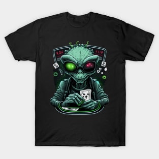 Funny Aliens Digital Artwork - Birthday Gift Ideas For Poker Player T-Shirt